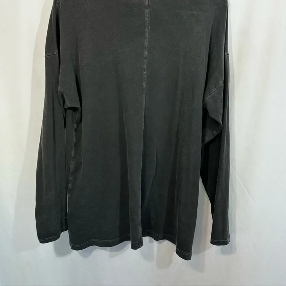 Free People Long Sleeve Cotton Relaxed Fit Top in Washed Black - Picture 8 of 11